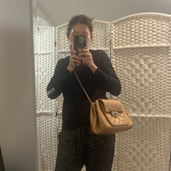 Chanel accordion camel calfskin crossbody/shoulder flap bag - Picture 12 of 17